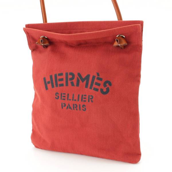 エルメス(Hermes) アリーヌMM キャンバス ショルダーバッグ レッド