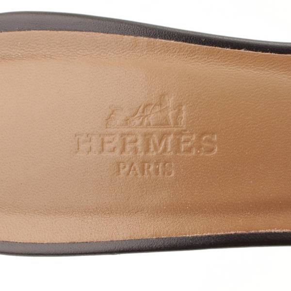 エルメス(Hermes) オラン Hロゴ レザー ヒール サンダル ブラック 38