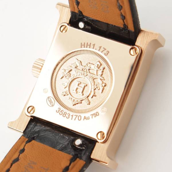 エルメス(Hermes) Hウォッチ ミニ ダイヤベゼル アリゲーター 腕時計 