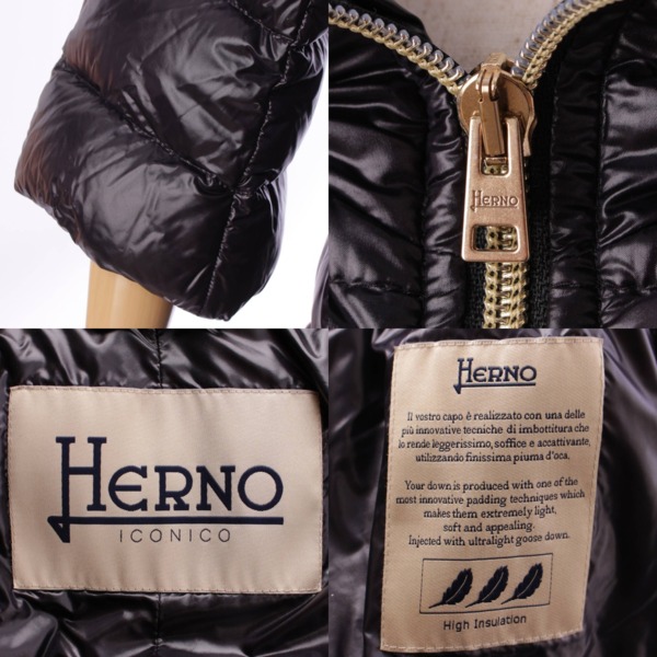 ヘルノ　イコニコ　ダウンコート　7分袖　40　ブラック