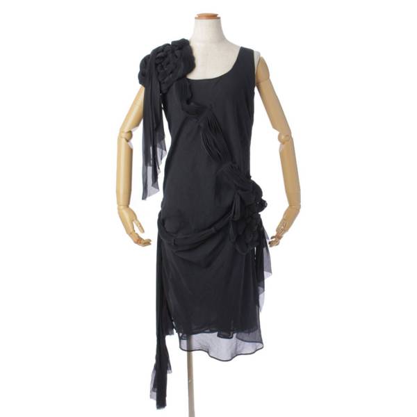 3D フラワーモチーフ ワンピース ドレス IM71FH018 ブラック 3