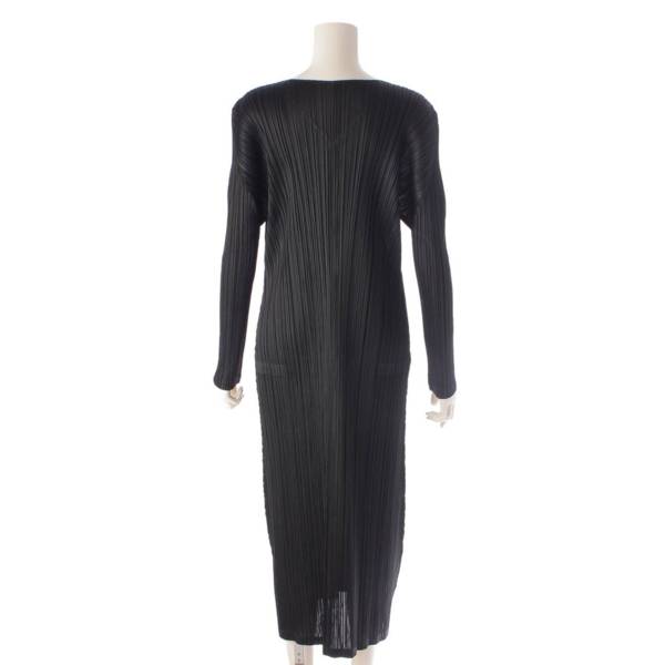 イッセイミヤケ Issey miyake 23AW プリーツ Vネック 長袖 ロング ワンピース ドレス PP33JH167 ブラック 5 中古 通販  retro レトロ