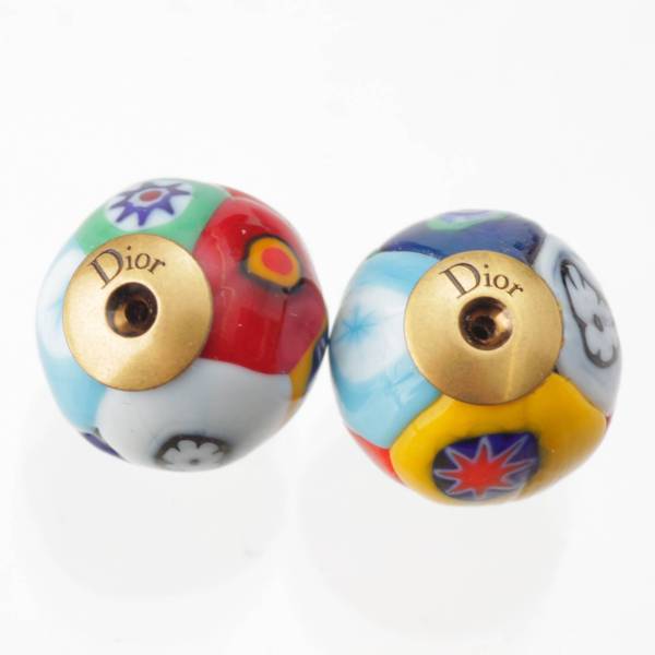 クリスチャンディオール Christian Dior 18SS D-MURRINE CDロゴ Bee ムラーノガラス トライバルピアス マルチカラー  中古 通販 retro レトロ