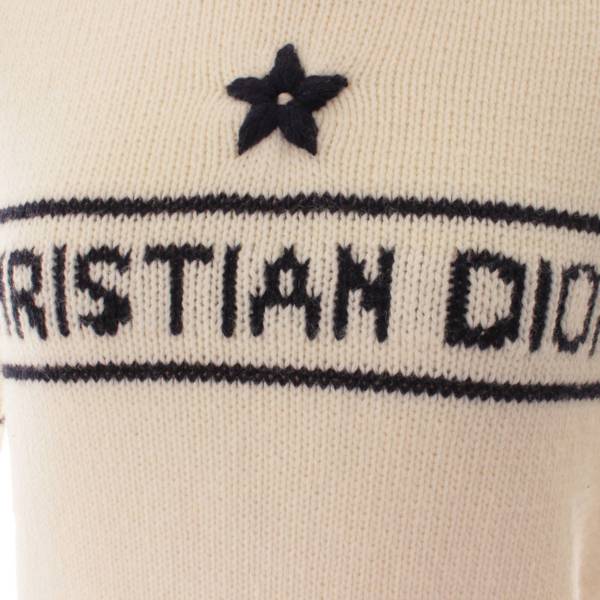 クリスチャン ディオール(Christian Dior) 21AW カシミヤ ウール パフスリーブ 半袖 ロゴ ニット 154S09AM305  ホワイト 40 中古 通販 retro レトロ