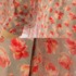 ビー刺繍 花柄 フラワー シルク ロング ブラウス シャツ グリーン×レッド 36