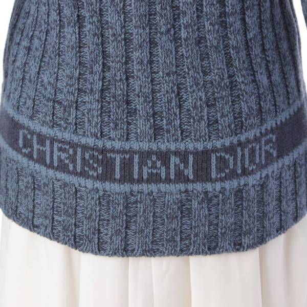 クリスチャンディオール Christian Dior カシミヤ混 ケーブルニット カーディガン バックロゴ 054G07AM303 ブルー 38 中古  通販 retro レトロ