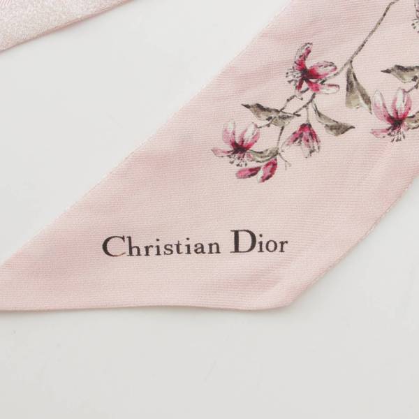 クリスチャンディオール Christian Dior D-Floral ミッツァ 花 フラワー シルクツイル スカーフ ストール ピンク 中古 通販  retro レトロ