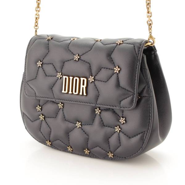 Dior チェーンショルダーバッグ　ネイビー