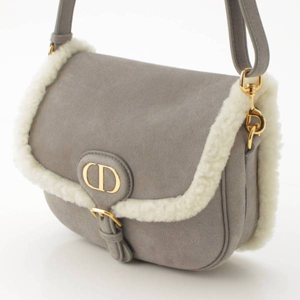 クリスチャンディオール Christian Dior ボビー ムートン シアリング ショルダーバッグ グレー×ホワイト 中古 通販 retro レトロ