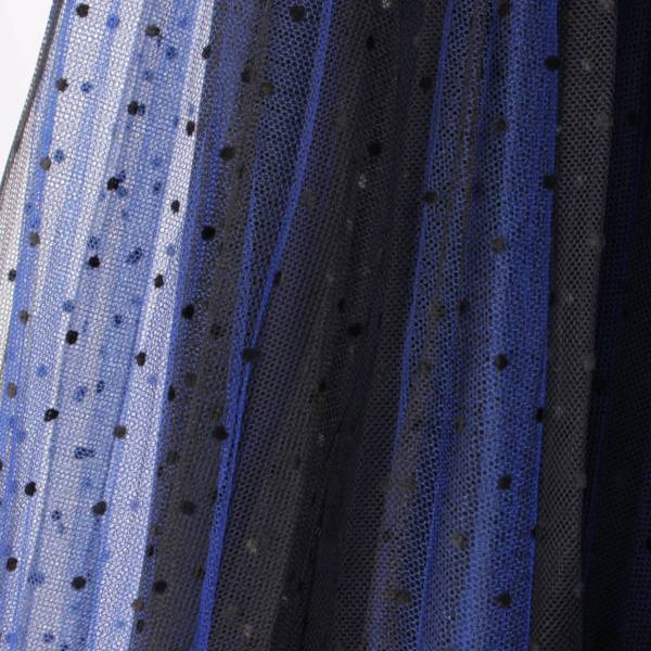 クリスチャンディオール Christian Dior シルク ドット チュール レース ロングスカート 8E21332A1810 ブルー×ブラック  F34 中古 通販 retro レトロ