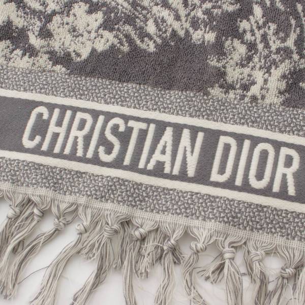 クリスチャンディオール Christian Dior トワル ドュ ジュイ リバース コットン フリンジ タオルケット グレー U 中古 通販  retro レトロ