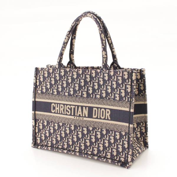 Christian Dior クリスチャンディオール オブリーク キャンバス ブックトート トートバッグ - ネイビー by