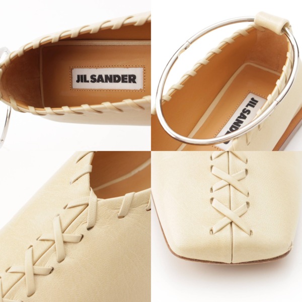 ジルサンダー Jil Sander レザー メタルアンクレット バレリーナ フラットシューズ アイボリー 37 中古 通販 retro レトロ