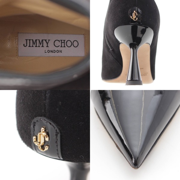 ジミーチュウ Jimmy Choo KIX 65 ヴァレンヌ スエード ヌバック パテント ショートブーツ ブーティ ブラック 38 中古 通販  retro レトロ