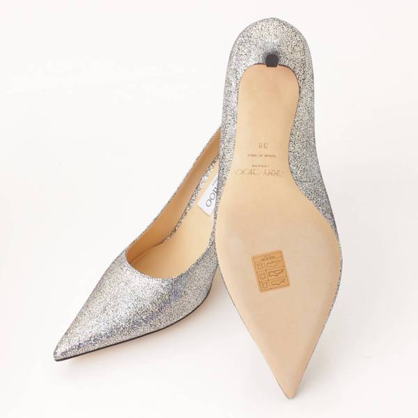 ジミーチュウ(Jimmy Choo) LOVE85 グリッター レザー ヒールパンプス シルバー 38 中古 通販 retro レトロ