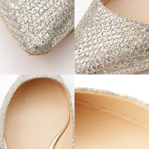 ジミーチュウ(Jimmy Choo) ROMY ラメ グリッター フラットシューズ