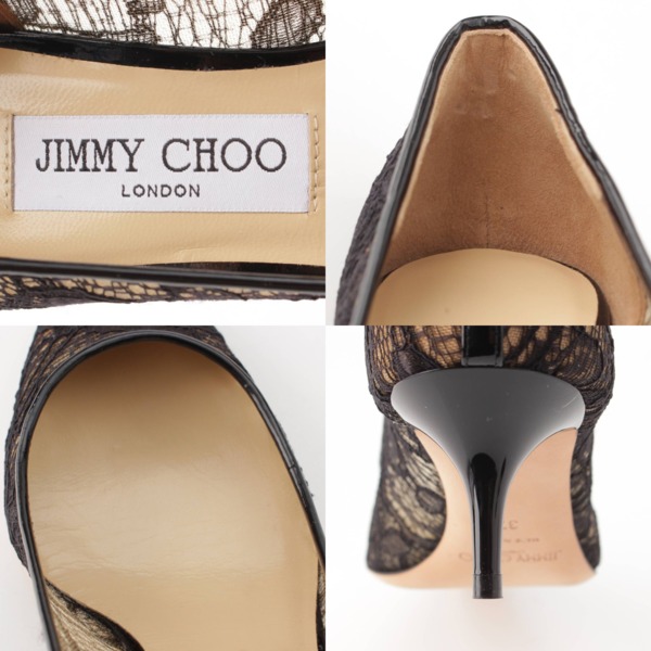 ジミーチュウ Jimmy Choo AZA ポインテッドトゥ レース ヒール パンプス ブラック 37 中古 通販 retro レトロ