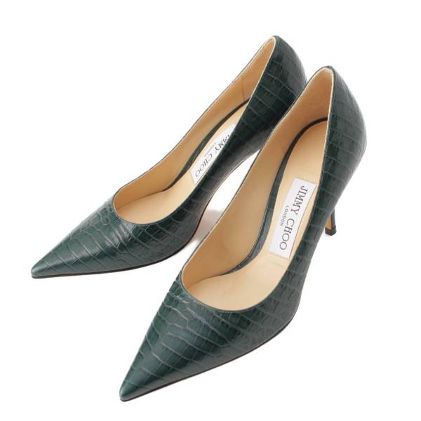 ジミーチュウ Jimmy Choo ROMY 85 クロコ 型押し レザー ヒール パンプス グリーン 35 1/2 中古 通販 retro レトロ