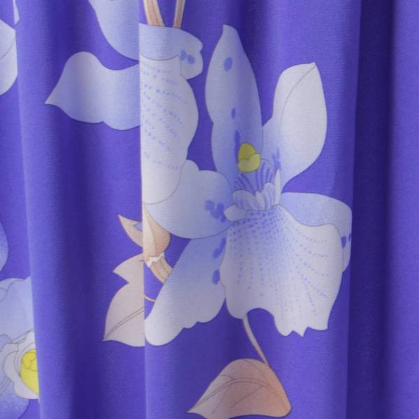 レオナール(LEONARD) カンカン素材 花柄 ワンピース 0190011 ブルー