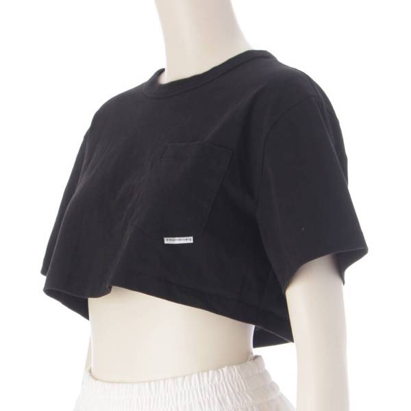 アレキサンダー ワン Alexander Wang ロゴ ショート丈 クロップド 短丈 トップス 半袖 Tシャツ カットソー ブラック XS 中古  通販 retro レトロ