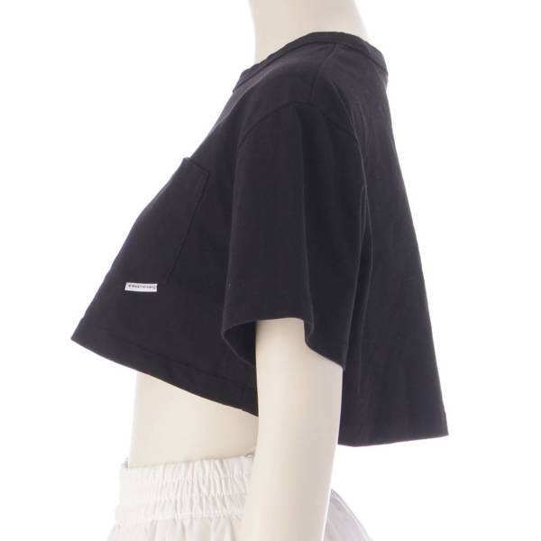 アレキサンダー ワン Alexander Wang ロゴ ショート丈 クロップド 短丈 トップス 半袖 Tシャツ カットソー ブラック XS 中古  通販 retro レトロ