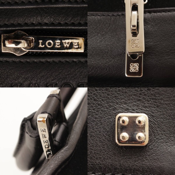 ロエベ(Loewe) アマソナ28 パドロック付き スエード×レザー ハンドバッグ ブラック 中古 通販 retro レトロ