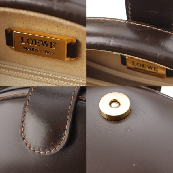 ロエベ Loewe ヴィンテージ ロゴ レザー ラウンド ハンドバッグ