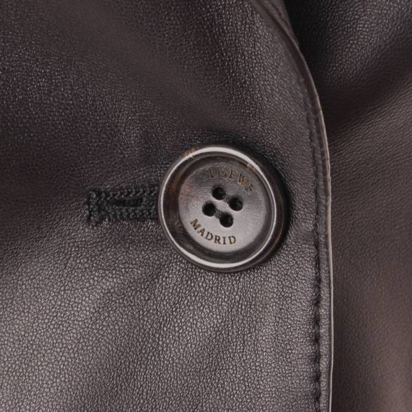 Vintage ロエベ LOEWE コート ジャケット ボタンダウン ラムレザー アウター レディース 38(M相当) ブラック