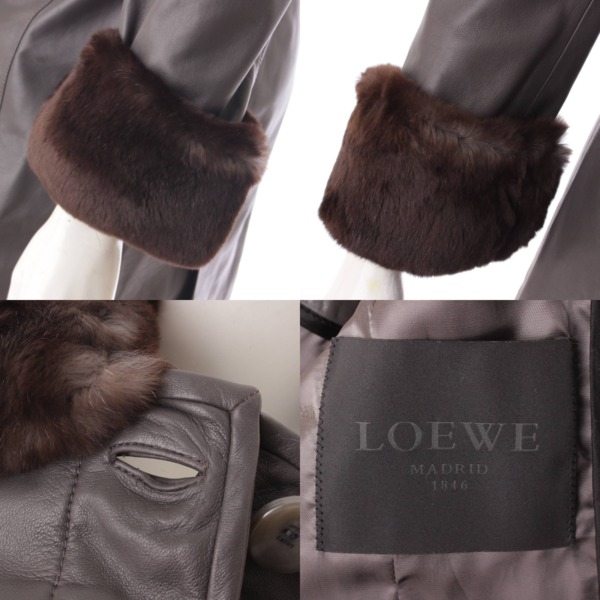 ロエベ(Loewe) レッキスラビットファー ラムスキン レザーコート