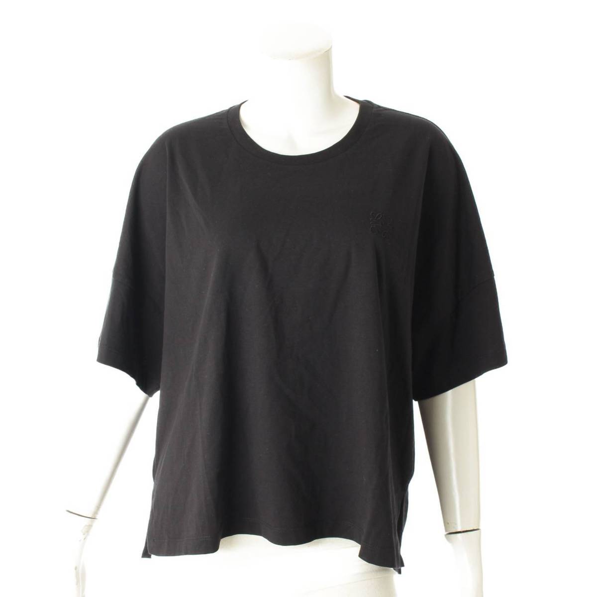 ロエベ(Loewe) アナグラム 刺繍 オーバーサイズ Tシャツ ブラック S