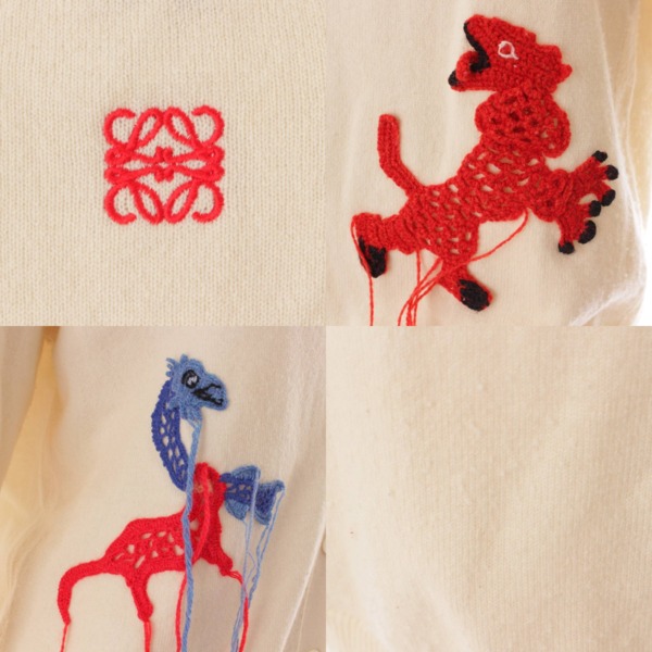 ロエベ(Loewe) 刺繍 ビッグシルエット カーディガン ニット アイボリー