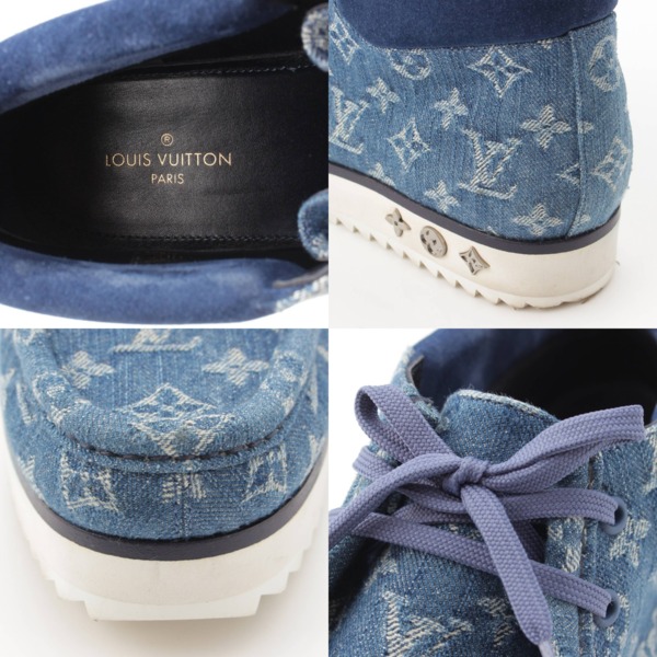 ルイヴィトン Louis Vuitton NIGO コラボ メンズ モッズライン デニム ショートブーツ BM1200 ブルー 8 1/2 中古 通販  retro レトロ