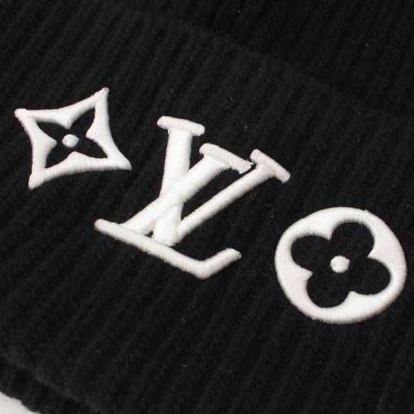 ルイヴィトン Louis Vuitton LVロゴ刺繍 ヘッドライン ウール ニット帽 ...