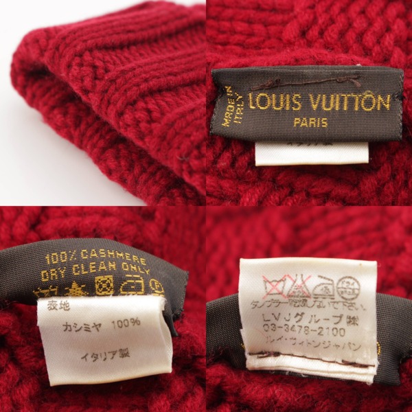 ルイヴィトン Louis Vuitton ダミエ ボネ・ヘルシンキ カシミヤ ニットキャップ ニット帽 レッド 中古 通販 retro レトロ