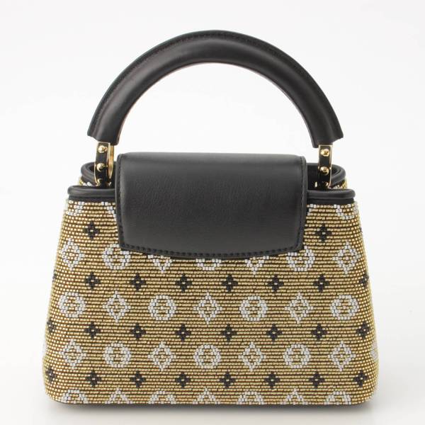 ルイヴィトン(Louis Vuitton) カプシーヌ MINI ガラスビーズ レザー 2way ハンドバッグ M21494 ゴールド×ブラック 中古  通販 retro レトロ