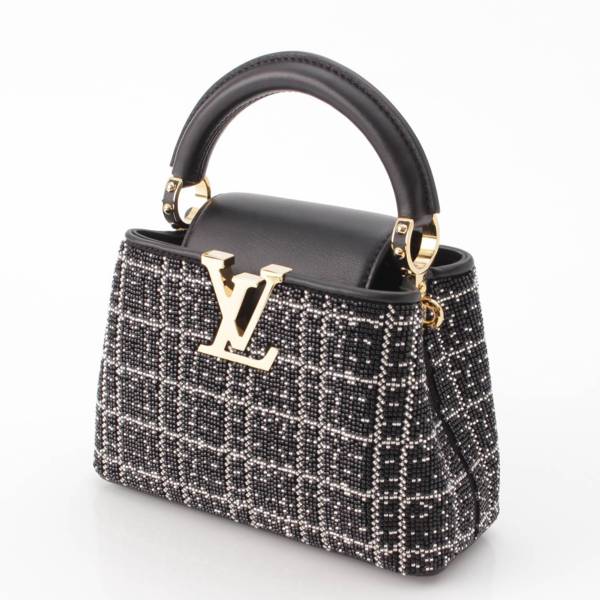 ルイヴィトン Louis Vuitton カプシーヌ ビーズ 刺繍 レザー 2way ハンドバッグ M25202 ブラック 中古 通販 retro  レトロ