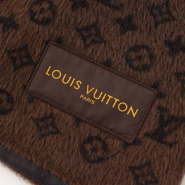 ルイヴィトン(Louis Vuitton) モノグラム アルパカ ウール マフラー ブラウン×ブラック 中古 通販 retro レトロ