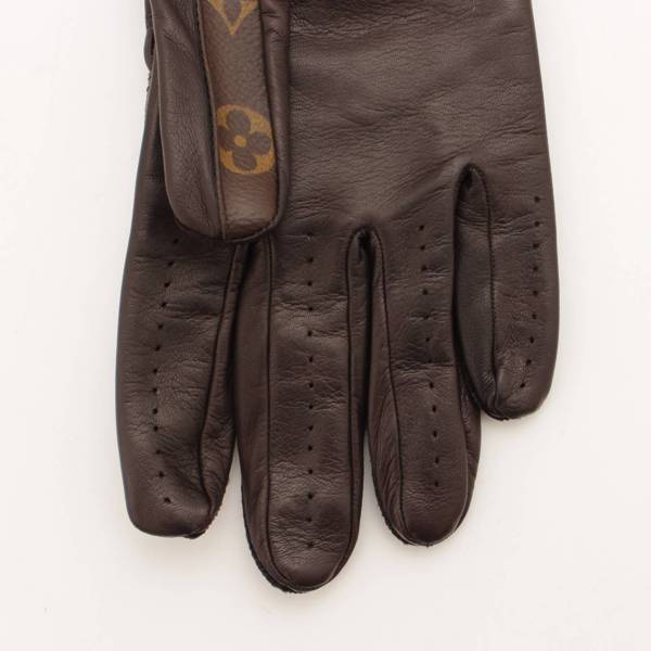 LOUIS VUITTON ルイヴィトン 17AW×Supreme Monogram Leather Gloves シュプリーム モノグラム レザー グローブ 手袋 ブラウン MP1893