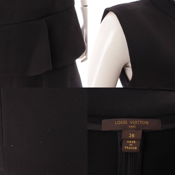 ルイヴィトン(Louis Vuitton) ノースリーブ ウール ハーフジップ フリル ワンピース ブラック 36 中古 通販 retro レトロ