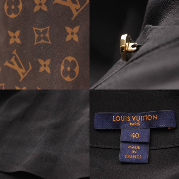 ルイヴィトン Louis Vuitton 21年 モノグラム シルク スカーフ ニーレングスドレス ワンピース ブラック 40 中古 通販 retro  レトロ