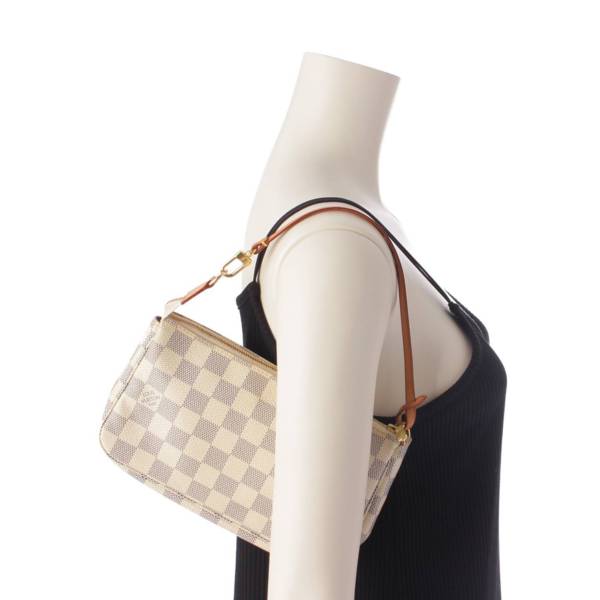 ルイヴィトン Louis Vuitton ダミエアズール ポシェット アクセソワール ハンドバッグ ポーチ N51986 アイボリー 中古 通販  retro レトロ