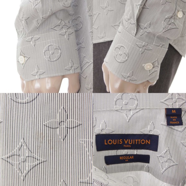 ルイヴィトン(Louis Vuitton) ストライプ シャツ モノグラム グレー M 