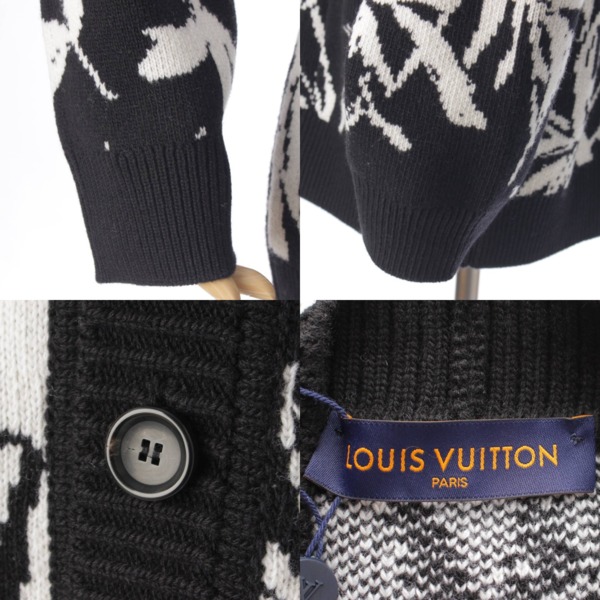 ルイヴィトン(Louis Vuitton) メンズ 2023年 ウール シスルジャカードカーディガン 1AB91F ブラック×ホワイト M 中古 通販  retro レトロ