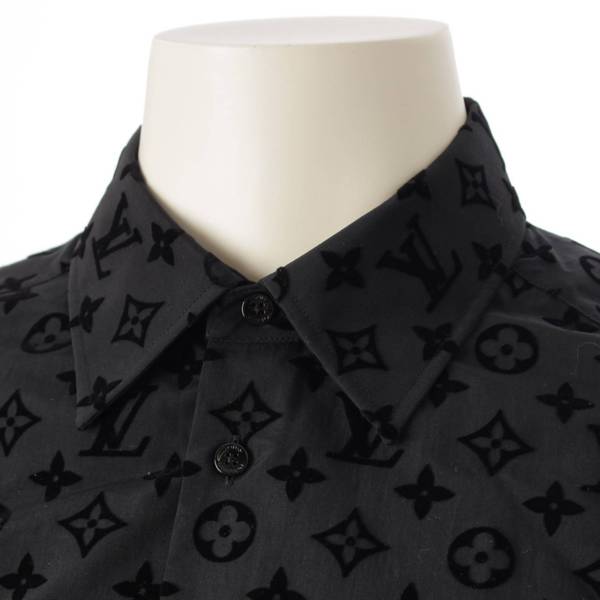 ルイヴィトン Louis Vuitton メンズ 21AW モノグラムフロック フロッキー 長袖 シャツ トップス ブラック XL 中古 通販  retro レトロ