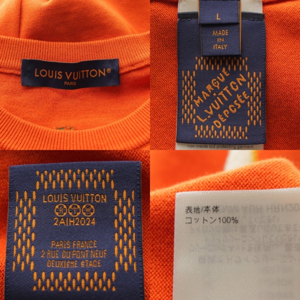 ルイヴィトン Louis Vuitton 24SS メンズ Malletier a Paris ロゴ クルーネック Tシャツ 1AFQR0 オレンジ  L 中古 通販 retro レトロ