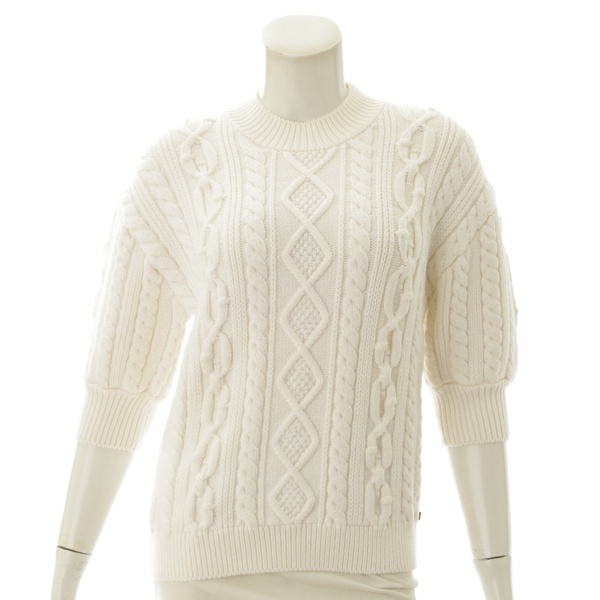 ルイヴィトン(Louis Vuitton) ケーブルニット 半袖 セーター ホワイト