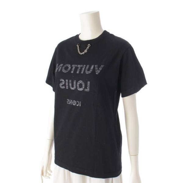 ルイヴィトン Louis Vuitton 22SS チェーン付き ロゴ プリント Tシャツ 1A84CN ブラック S 中古 通販 retro レトロ