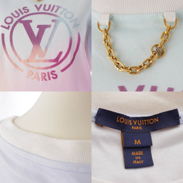 ルイヴィトン Louis Vuitton 22年 LVサークル ロゴ コットン フリル Tシャツ グラデーション マルチカラー M 中古 通販  retro レトロ