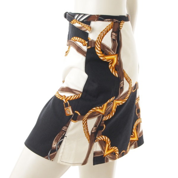 ルイヴィトン(Louis Vuitton) フロントジップ スカーフ柄 スカート 