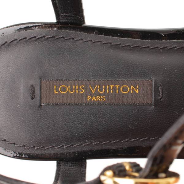 ルイヴィトン(Louis Vuitton) LV ロゴ パテントレザー フラット ストラップ サンダル ブラック 35 中古 通販 retro レトロ